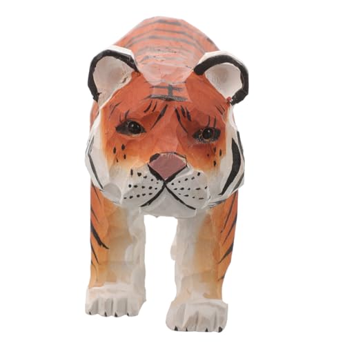 TOPPERFUN Statuen Badezimmerdekorationen Weihnachtsspielzeug Tiger-kuchendekorationen Tiger Figur Tigerfigur Holzfiguren Tiger Dekorationen Tigerverzierung Skulptur Kunsthandwerk Modell Mini von TOPPERFUN