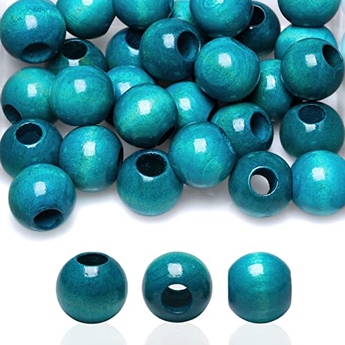 30 Stück blau bemalte Holzperlen 24 mm großes Loch Makramee Holz Abstandshalter lose Perlen mit 12 mm Loch zum Basteln Schmuckherstellung Bauernhaus Girlanden Urlaub Party Dekorationen 30 Stück von TOPTAN