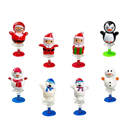 TOPWAYS Weihnachten Jump Up Spielzeug, 8pcs Santa Schneemann Bär Jumping Popper Pop Up Spielzeug, Kinder Kinder Party Tasche Füller Zubehör für Weihnachten Party Dekoration Gastgeschenke von TOPWAYS