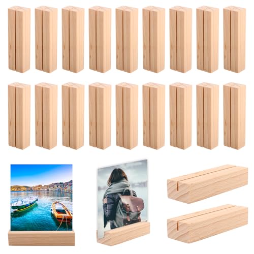 20 Stück Kartenhalter Holz,Tischkartenhalter Fotohalter Postkartenhalter Holz für Restaurants, Hochzeiten, Bankette und Partys, Menükartenhalter, Kartenständer Holz, Holzständer, Fotokartenhalter von TOSAVGA