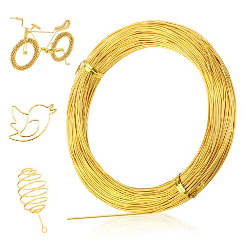 Basteldraht Gold 50m×1mm Draht zum Basteln Aluminiumdraht Schmuckdraht Golddraht 1mm Bindedraht Gold Messingdraht Weicher & Biegsamer Draht Für Schmuck, DIY-Skulpturen, Dekoteile, Bastelarbeiten von TOSAVGA