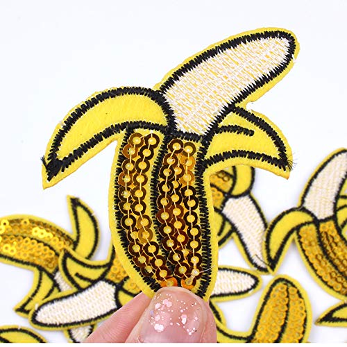 10 Stücke Pailletten Banane Patch Bestickt Eisen Auf Früchten Aufkleber Für Jeans Mäntel Kleidungsdekoration Handgemachte Appliques Abzeichen von TOSSPER