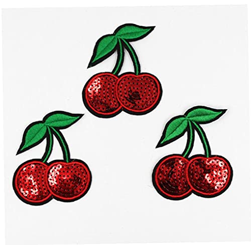 10pcs Kirsch Pailletten Bestickt Patches Obst Eisen Auf Flecken Nähen Auf Applique Motiv Abzeichen Für Garment Aufkleber von TOSSPER