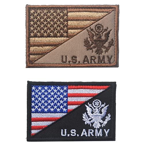 2 Stücke Amerikanische Flagge Gestickte Patches Haken Schleife Emblem Abzeichen Für Hüte Rucksäcke Jacken von TOSSPER