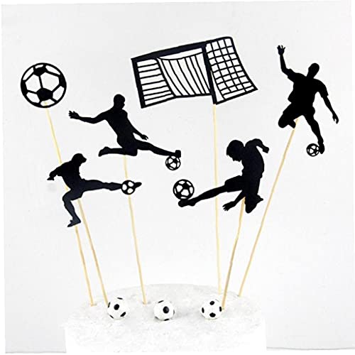 TOSSPER 6 Stücke Kuchen Topper Fußball Figuren Papier Cupcake Topper Dekorative Kucheneinsätze Picks Für Geburtstag Hochzeit Party Favors von TOSSPER