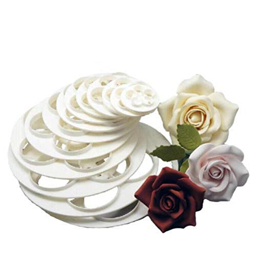 6pcs Fondant-rosen-blumen-form-kuchen Zuckerfertigkeit Dekorieren Stencil-plätzchen-gummi-pasten-cutter-süßigkeit-form von TOSSPER