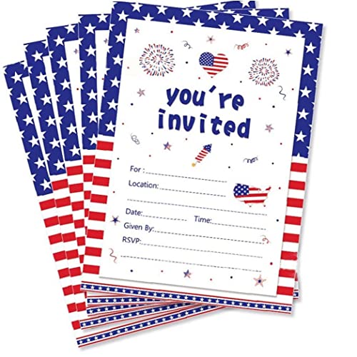 TOSSPER 4. Juli-Party-einladungen Karten, 50 Stück Usa-Flagge-Design-Karten Sets American Independence Day Party Supplies von TOSSPER