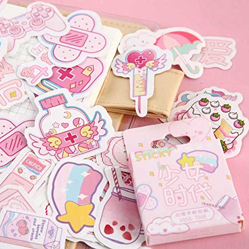 TOSSPER 46pcs Netter Rosa Mädchen-Tagebuch-Planer Dekorative Aufkleber Adhesive Aufkleber Kawaii Tiere Scrapbooking Fertigkeit Sticker von TOSSPER