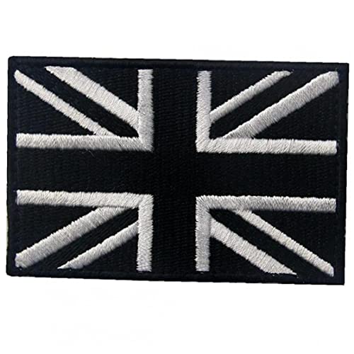 TOSSPER Große Britische Union Flagge Patch Gestickte Applique Fastener Hook & Loop Uk Emblem, Weiß & Schwarz von TOSSPER