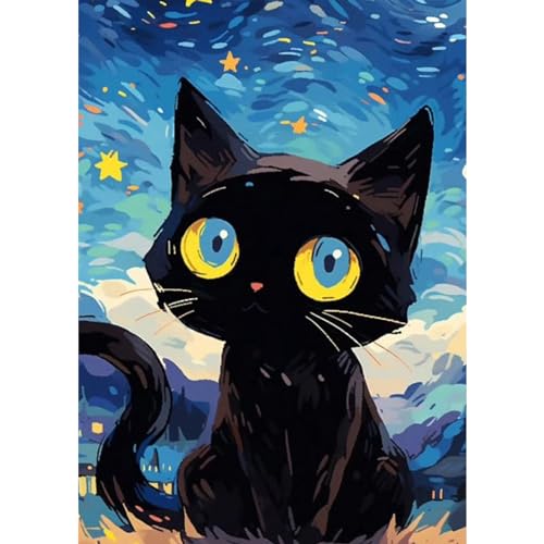 TOSTOG 5D Diamond Painting für Erwachsene,Cartoon Schwarze Katze Diamant Painting Kits Bilder,Diamant Malerei DIY Diamond Painting Bilder Set 30x40cm für Wanddekor von TOSTOG