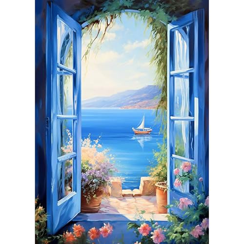 TOSTOG 5D Diamond Painting für Erwachsene,Diamant Painting Kits Bilder,Fenster Landschaft Diamant Malerei DIY Diamond Painting Bilder Set 30x40cm für Wanddekor von TOSTOG