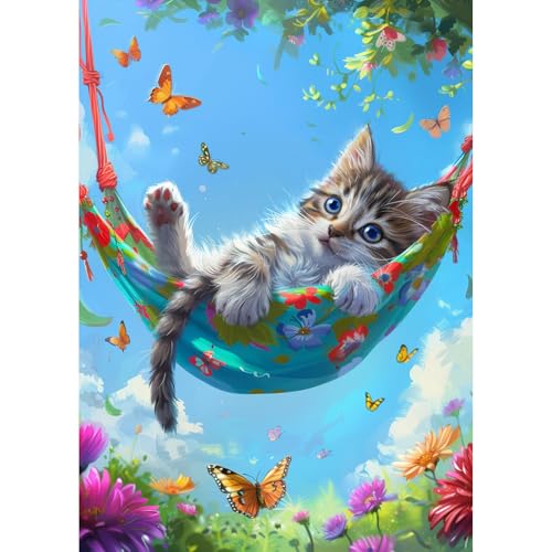 TOSTOG 5D Diamond Painting für Erwachsene,Diamant Painting Kits Bilder,Katze Schmetterling Diamant Malerei DIY Diamond Painting Bilder Set 30x40cm für Wanddekor von TOSTOG