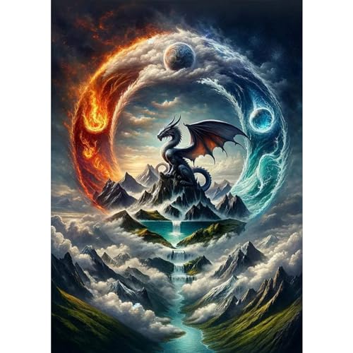 TOSTOG 5D Diamond Painting für Erwachsene,Drachen Diamant Painting Kits Bilder,Diamant Malerei DIY Diamond Painting Bilder Set 30x40cm für Wanddekor von TOSTOG