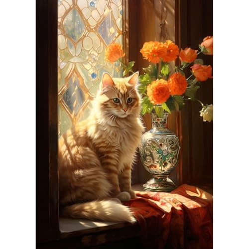 TOSTOG 5D Diamond Painting für Erwachsene,Katzen und Blumen Diamant Painting Kits Bilder,Diamant Malerei DIY Diamond Painting Bilder Set 30x40cm für Wanddekor von TOSTOG