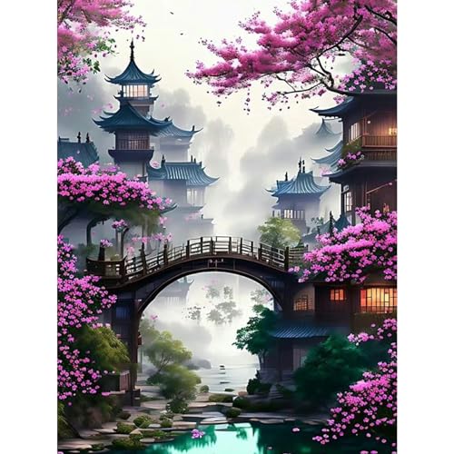 TOSTOG 5D Diamond Painting für Erwachsene,Landschaft Diamant Painting Kits Bilder,Diamant Malerei DIY Brücke Diamond Painting Bilder Set 30x40cm für Wanddekor von TOSTOG