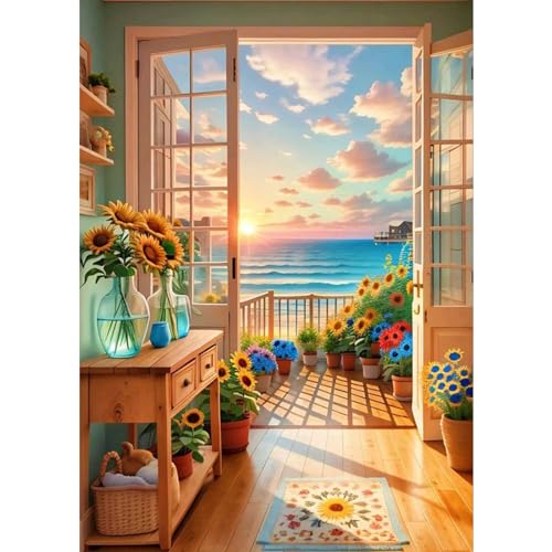 TOSTOG 5D Diamond Painting für Erwachsene,Landschaft Diamant Painting Kits Bilder,Diamant Malerei DIY Sonnenblume Diamond Painting Bilder Set 30x40cm für Wanddekor von TOSTOG