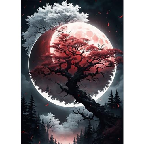 TOSTOG 5D Diamond Painting für Erwachsene,Mond und Baum Diamant Painting Kits Bilder,Diamant Malerei DIY Diamond Painting Bilder Set 30x40cm für Wanddekor von TOSTOG