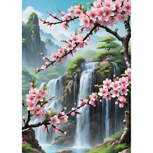 TOSTOG 5D Diamond Painting für Erwachsene,Wasserfall Diamant Painting Kits Bilder,Blumen Diamant Malerei DIY Diamond Painting Bilder Set 30x40cm für Wanddekor von TOSTOG