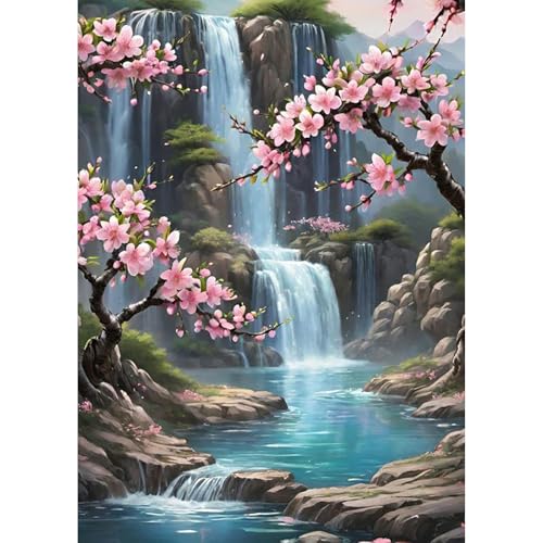 TOSTOG 5D Wasserfall Diamond Painting für Erwachsene,Diamant Painting Kits Bilder,Blumen Diamant Malerei DIY Diamond Painting Bilder Set 30x40cm für Wanddekor von TOSTOG