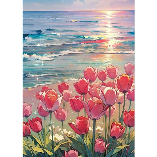 TOSTOG Diamond Painting für Erwachsene,Blumen und Meerwasser 5D Diamant Painting Kits Bilder,DIY Diamant Malerei Diamond Painting Bilder Set 30x40cm für Wanddekor von TOSTOG