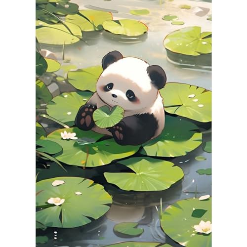 TOSTOG Diamond Painting für Erwachsene,Panda und Lotusblatt 5D Diamant Painting Kits Bilder,DIY Diamant Malerei Diamond Painting Bilder Set 30x40cm für Wanddekor von TOSTOG