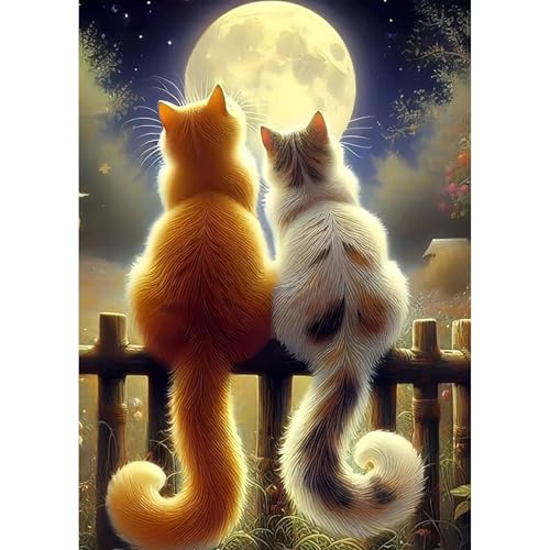 TOSTOG Diamond Painting für Erwachsene Anfänger,5D Diamant Painting Kits Bilder Katze DIY Full Drill Diamant Malerei Set 30x40cm für Wanddekor von TOSTOG