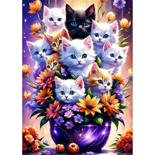 TOSTOG Diamond Painting für Erwachsene Anfänger,5D Katze Diamant Painting Kits Bilder DIY Full Drill Diamant Malerei Set 30x40cm für Wanddekor von TOSTOG