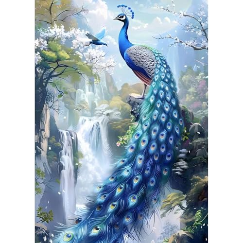 TOSTOG Diamond Painting für Erwachsene Anfänger,5D Pfau Diamant Painting Kits Bilder Landschaft DIY Full Drill Diamant Malerei Set 30x40cm für Wanddekor von TOSTOG