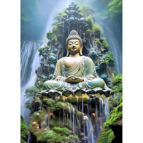 TOSTOG Diamond Painting für Erwachsene Anfänger,Buddha Statue Landschaft 5D Diamant Painting Kits Bilder DIY Full Drill Diamant Malerei Set 30x40cm für Wanddekor von TOSTOG