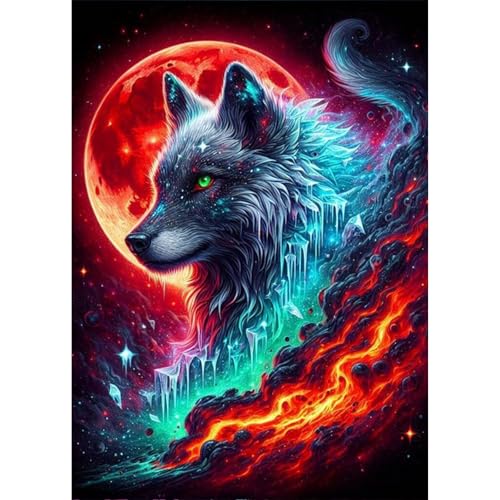 TOSTOG Diamond Painting für Erwachsene Anfänger,Diamant Painting Kits Full Drill Bilder Wolf 5D DIY Diamant Malerei Set 30x40cm für Wanddekor von TOSTOG