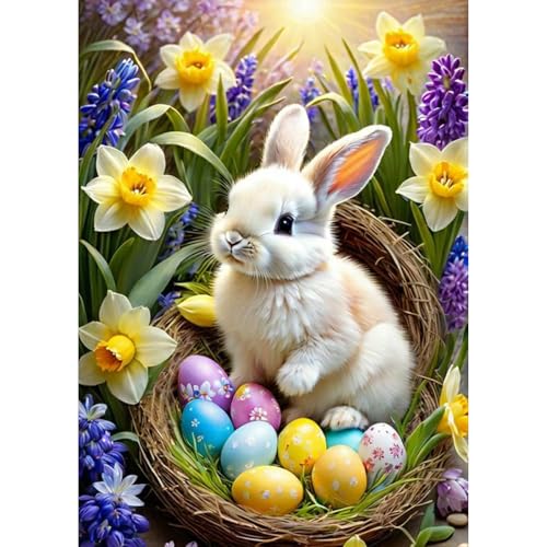 TOSTOG Diamond Painting für Erwachsene Anfänger,Ostern Hase 5D Diamant Painting Kits Bilder DIY Full Drill Ostereier Diamant Malerei Set 30x40cm für Wanddekor von TOSTOG