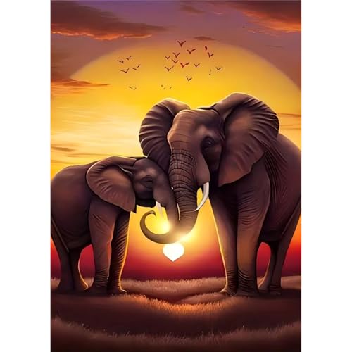 TOSTOG Elefant Diamond Painting für Erwachsene,Diamant Painting Kits Full Drill Bilder 5D DIY Diamant Malerei Set 30x40cm für Wanddekor von TOSTOG