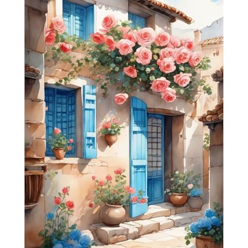 TOSTOG Malen Nach Zahlen Erwachsene,Acrylmalerei Set mit Pinseln und Farben,Blumen Haus DIY Handgemalt Ölgemälde Kit Paint by Numbers Adult Beginner,Hause Dekoration Verwendet Werden 40X50CM von TOSTOG