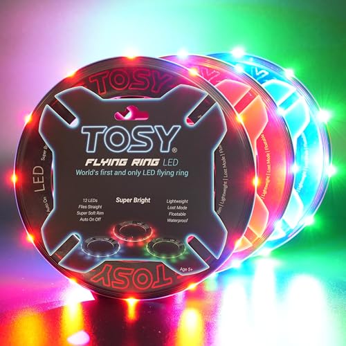 TOSY Fliegender Ring – 16 Millionen RGB-Farben oder 12 LEDs, hell, automatisches Aufleuchten, sicher, wasserdicht, leichtes Frisbee, Geschenk zum Geburtstag, draußen/drinnen für Jungen/Mädchen/Kinder von TOSY