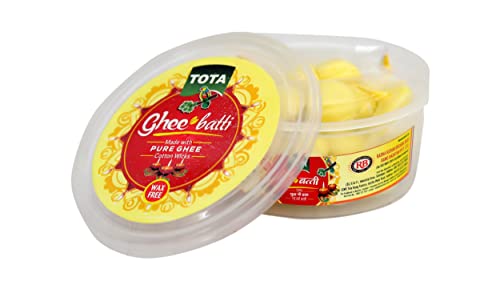 TOTA Ghee Batti Dochte aus Baumwolle, wachsfrei, 1 Stück, Gelb, 1 Stück von TOTA