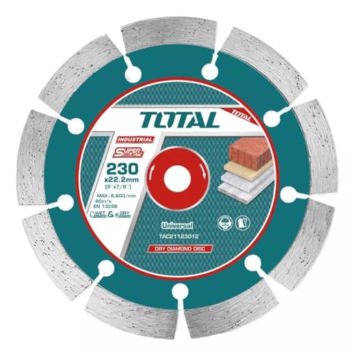 Diamantscheibe trocken 230 mm / Industrie (TAC21123012), Klingenbreite: 10 mm, verpackt in farbiger Box von TOTAL One-Stop-Tools-Station