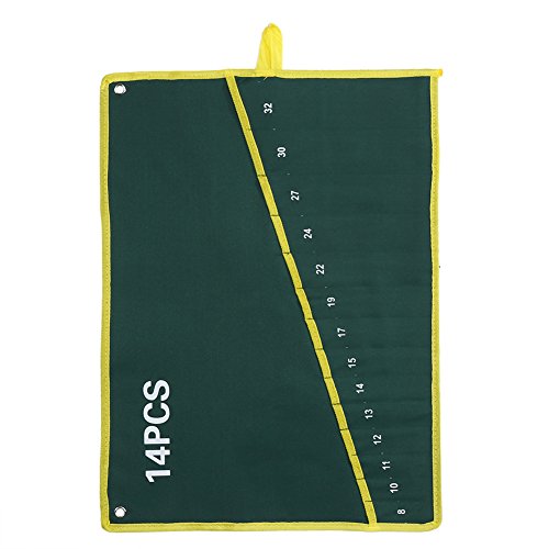 TOUISEDGI Canvas 25 Pockets Spanner Wrench Storage Bag Green Portable Design Dual Use Hanging Bag Ideal for Tools Enthusiasts (14PCS) von TOUISEDGI