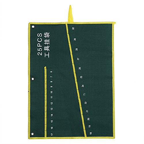 TOUISEDGI Canvas 25 Pockets Spanner Wrench Storage Bag Green Portable Design Dual Use Hanging Bag Ideal for Tools Enthusiasts (25PCS) von TOUISEDGI