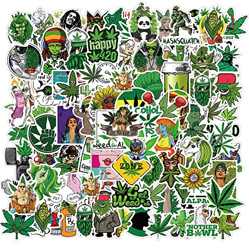 TOUOT 10/50/100 STÜCKE Hanfblatt Hip Hop Meme Aufkleber Laptop DIY Kühlschrank Gitarre Motorrad Gepäck Skateboard Cooler Aufkleber Aufkleber Kind Spielzeug (Color : Hemp Leaf 100PCS) von TOUOT