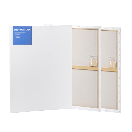 3 Stück Keilrahmen Gr.50x70cm Leinwand aus Leinen 440 g/m² Leinwand Set Maltuch zum Malen von TOUROCMONT