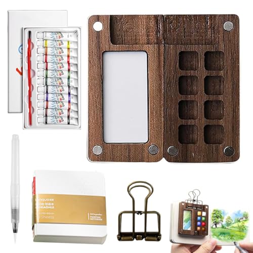 TOUSSE PocketArtist Reiseset, PocketArtist Aquarell Reiseset, Veralea Aquarell Reiseset, Mini Aquarell Reiseset, Gitter Farbkasten Palettenset(8 Grid Set) von TOUSSE