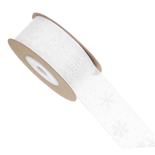 1 Rolle Geschenkverpackung Aus Chiffon Paketband Für Handwerk Schneemannband Schneeflockenbänder Geschenkband Zum Umwickeln Winterurlaubsband Winterbänder Packband Weiß Polyester TOVINANNA von TOVINANNA