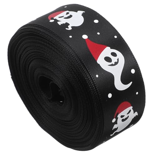 TOVINANNA 1 Rolle Halloween-Bänder Mit Draht Geister-Bedruckte Bänder Dekorative Verpackungsbänder Polyester-Bastelbänder Für Halloween Zuhause Party Dekor Kranz Basteln von TOVINANNA