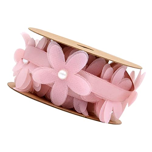 TOVINANNA 1 Rolle Hochzeitsband ribbon schienbeinschoner tape pendants Perlenverzierung valantines Heimwerken Bänder zum Basteln Dekorationen Geschenkband aus Stoff Blumenband Rosa von TOVINANNA