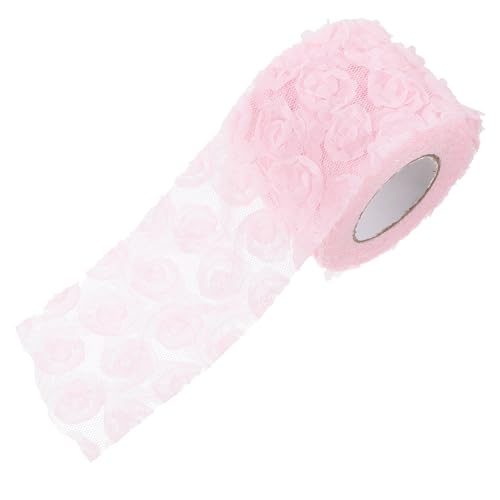 TOVINANNA 1 Rolle Rosenriemen Bandstickerei gerollt nähen Gazekompressen bestickt hochzeitsdeko hochzeit dekoration pinker verbandmull марля Stickerei trimmen Nähband DIY-Material Stoff Rosa von TOVINANNA