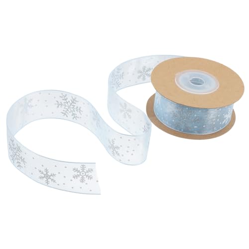 TOVINANNA 1 Rolle Schneeflocken-Verpackungsmullband DIY-Feiertags-Countdown Klebeband solider Fahnenmast Kalender füllen Kinderband glitzerndes Schneeflockenband Wickelband Chiffon Sky-blue von TOVINANNA