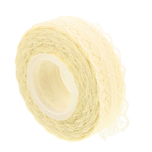 TOVINANNA 1 Rolle Spitzen band geschenkverpackung geschenkband Geburtstage hochzeit Knopfabdeckung Knopf Retro-Haargummis DIY Kopfschmuck Spitzenbesatz Spitzenbänder zum Basteln Beige von TOVINANNA