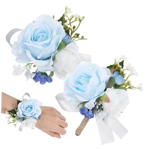 TOVINANNA 1 Satz Rosen-set Corsagenarmbänder Fürs Handgelenk Corsage-armbänder Band Corsage Am Selben Tag Braut- Ansteckblume Für Männer Künstlich Abschlussball Heimkehr Seidenblume von TOVINANNA