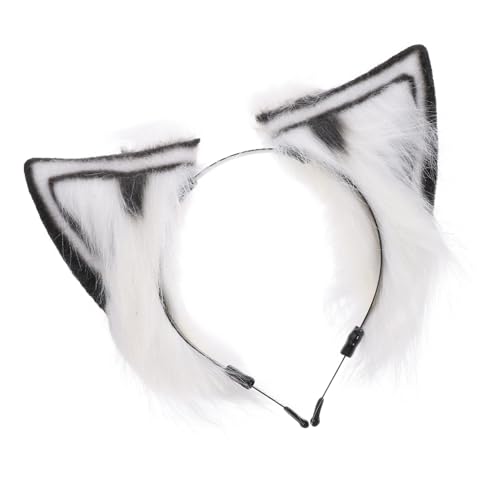 TOVINANNA 1stk Stirnband Mit Tierohren Fälschung Stirnband Mit Wolfsohren Dekoratives Stirnband Cosplay Katzenohren Haarschmuck Katzenohren Stirnband Flauschig Bogen Rot Plüschstoff Black von TOVINANNA