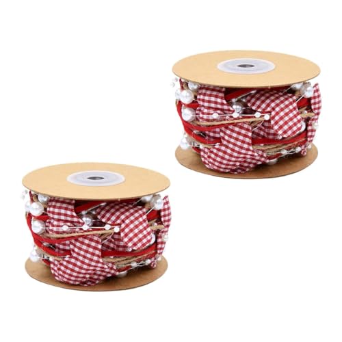 TOVINANNA 2 Rollen Liebesperlenkettenband Blumen- Braut- Girlande Garnband ribbon bandfeile blumendeko Geschenkband-Set valentine handgefertigte Bastelbänder Wickelband Polyester von TOVINANNA